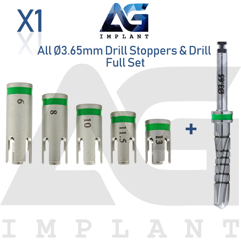 5 Drill Stoppers Ø3.65mm & Drill Set External Irrigation Sur gical Dental Tool