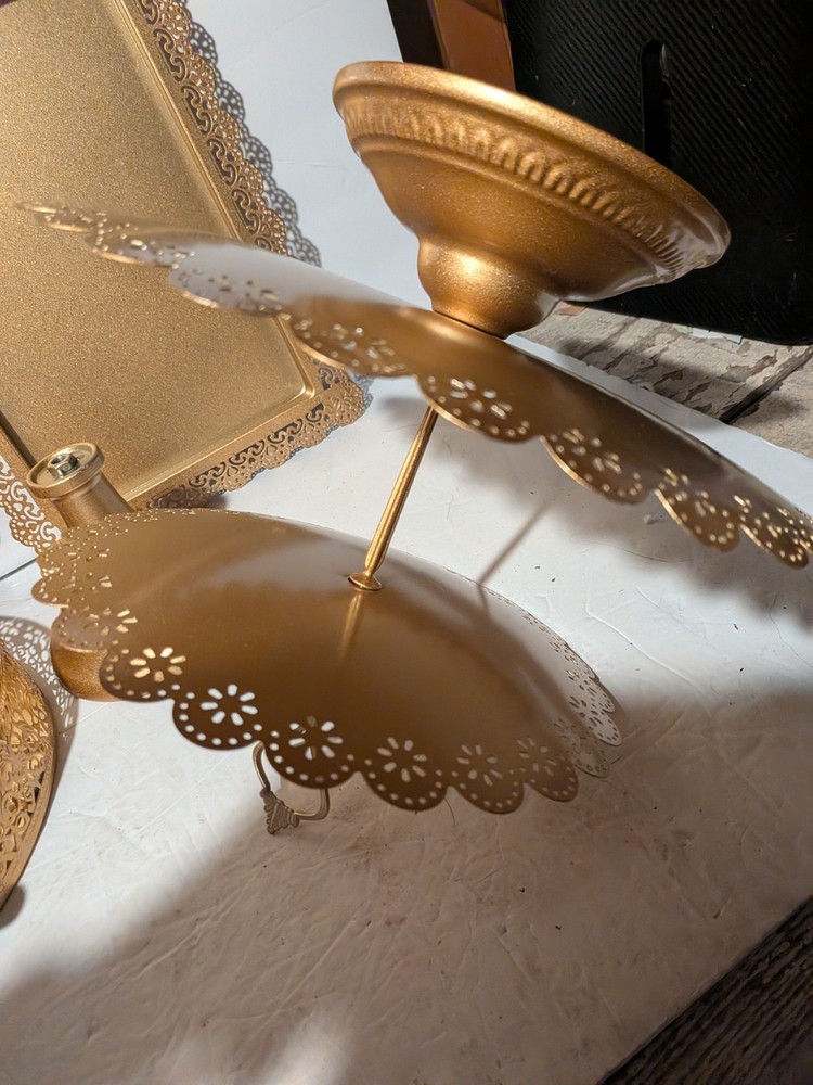 Gold Painted Food Display Set
