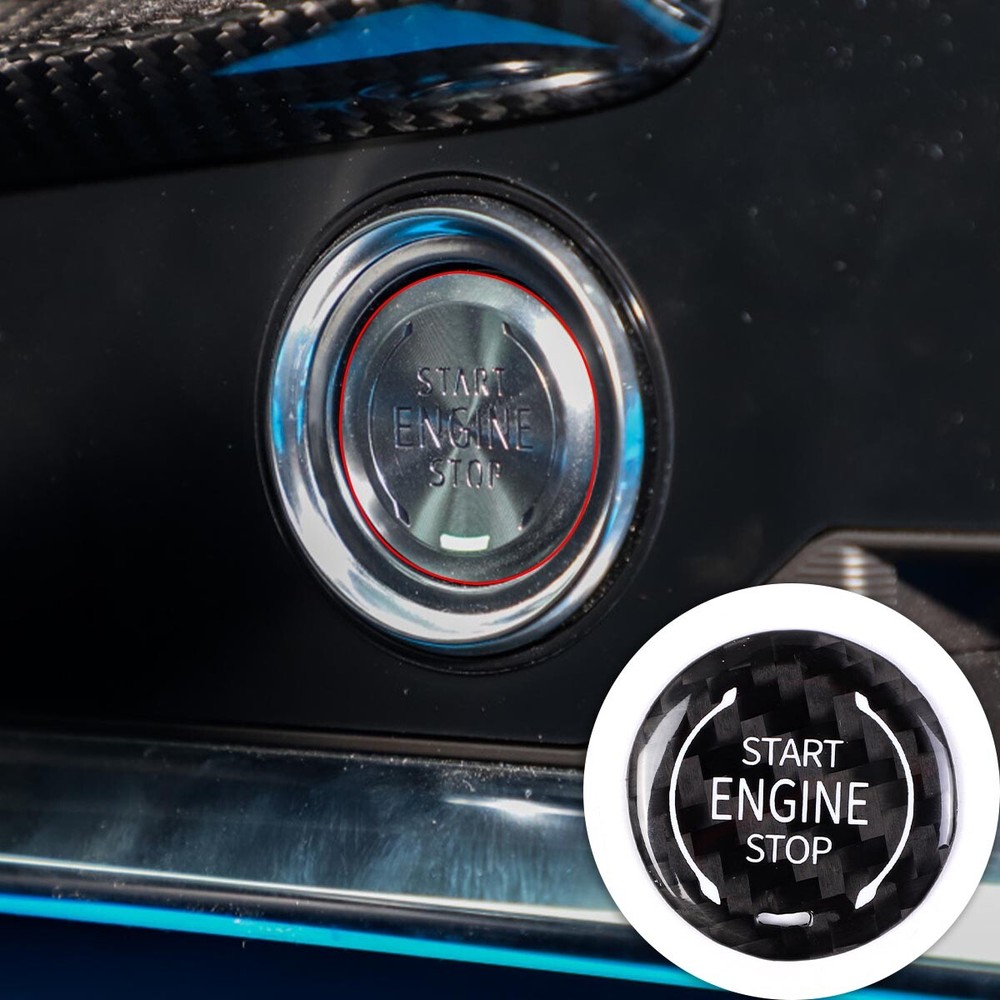 Carbon / Red Engine Start Stop Button Auto Accessories For Corvette C8 2020-2022