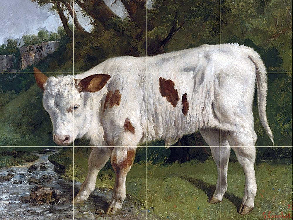 WHITE VEAL Tile Mural Kitchen Bathroom Wall Backsplash Ceramic 17x12.75