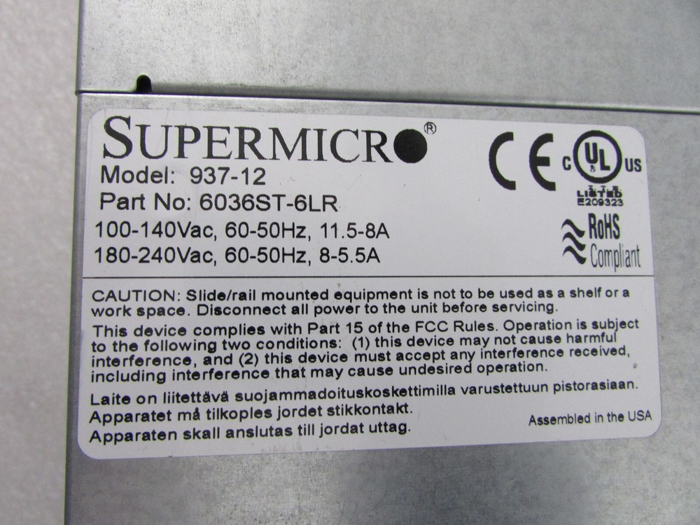 Supermicro SYS-6036ST-6LR Super-Server 3U 16-Bay Rackmount Server Chassis