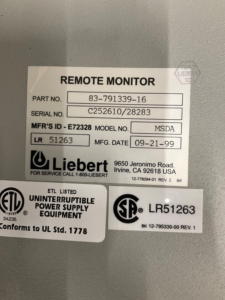 Liebert Master Select and Distribution Assembly (MSDA) 83-791339-16