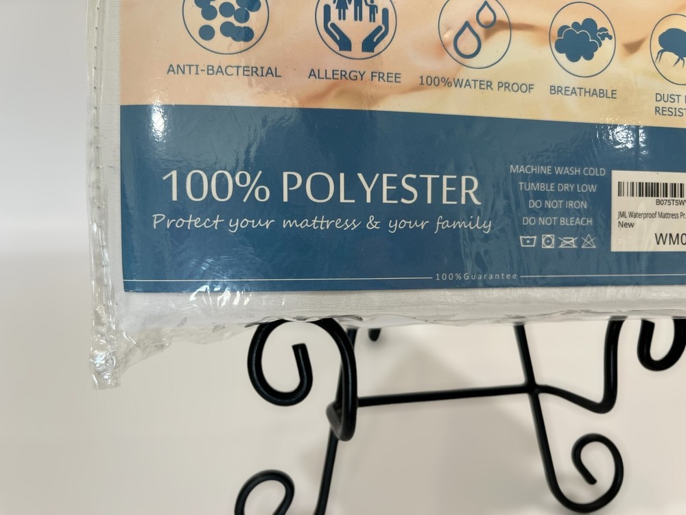 JML White 100% Polyester Waterproof Soft Microfiber Mattress Protector Queen Bed