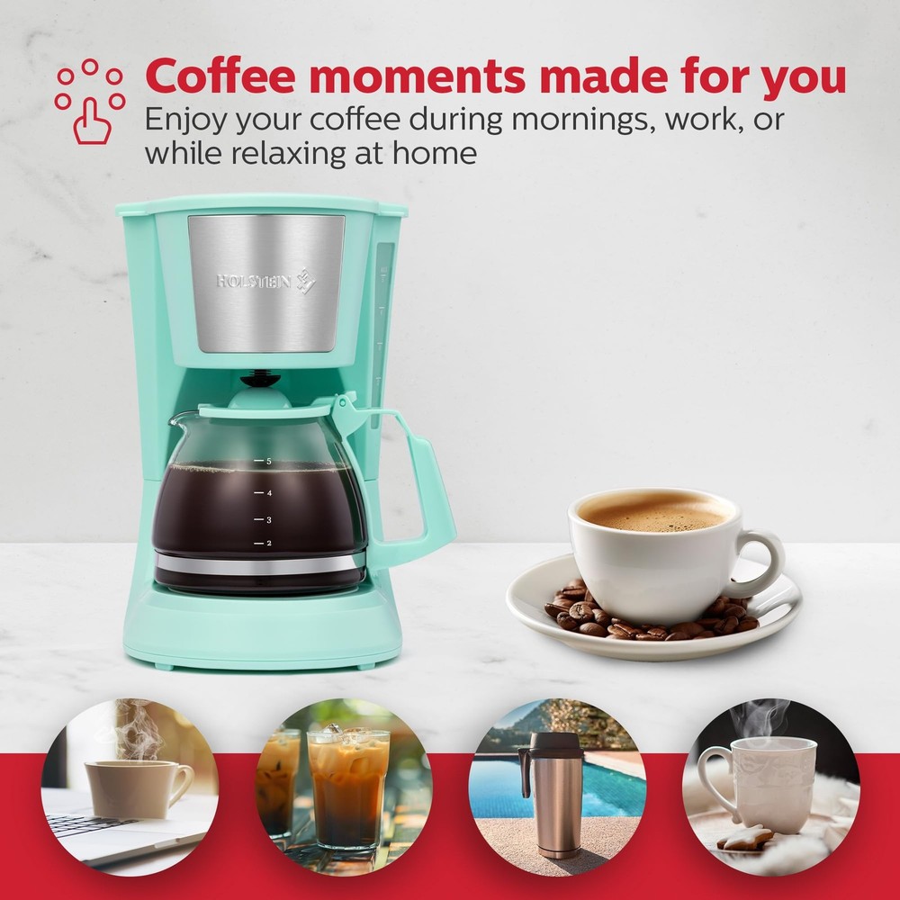 5 Cup Drip Coffee Maker-Convenient and User Friendly with Permanent Filter,
