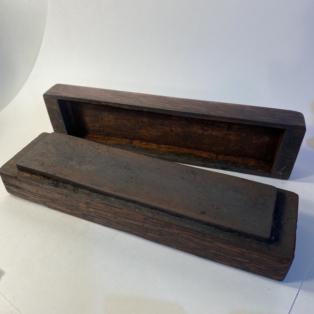 Antique Sharpening Stone With 9” Wooden Box