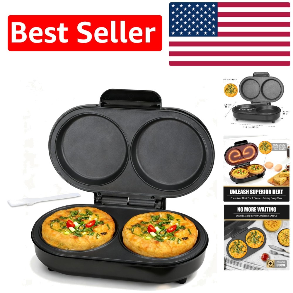 Electric Double Omelette Maker with Non-Stick Coating - Quick Breakfast Solution