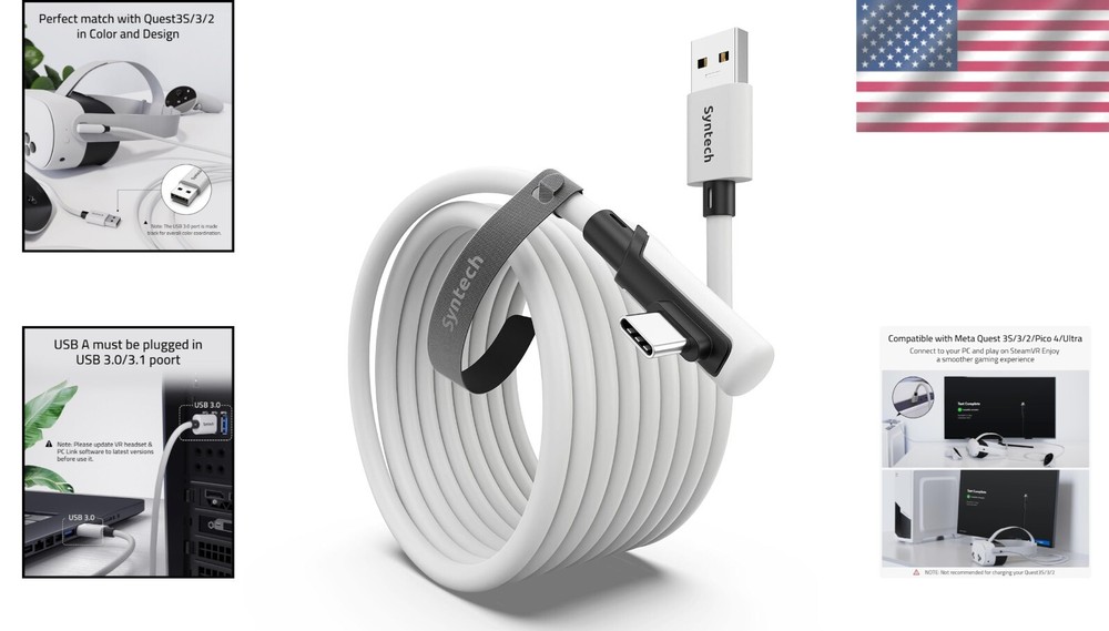 16FT VR Link Cable with L-Shaped Connector for Oculus & SteamVR Experience