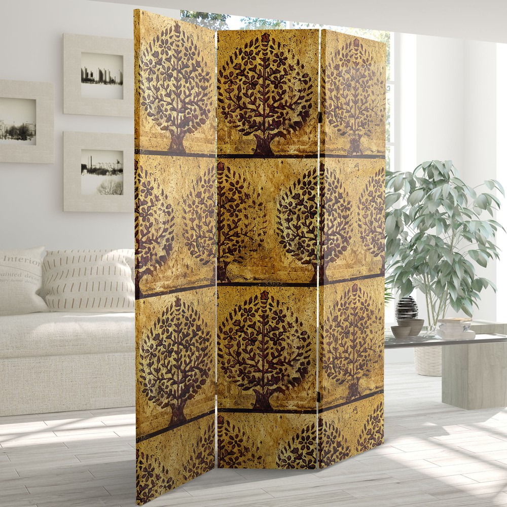 6 ft. Tall Gold Leaf Orchard Canvas Room Divider