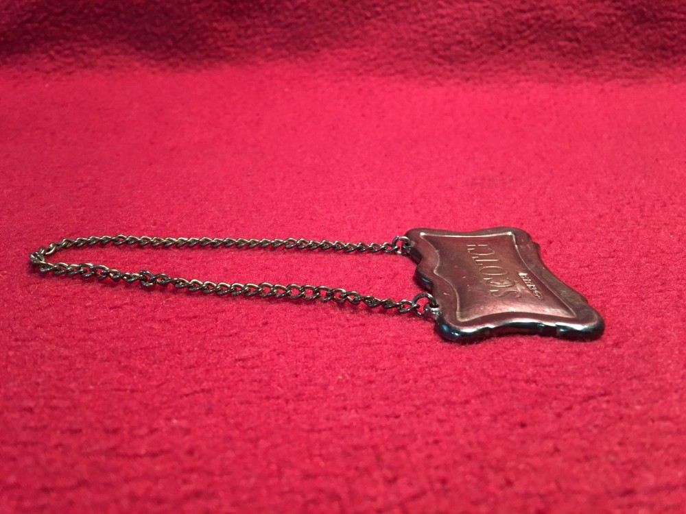 Vintage Pottery Barn Sterling Decanter Tag "Scotch"