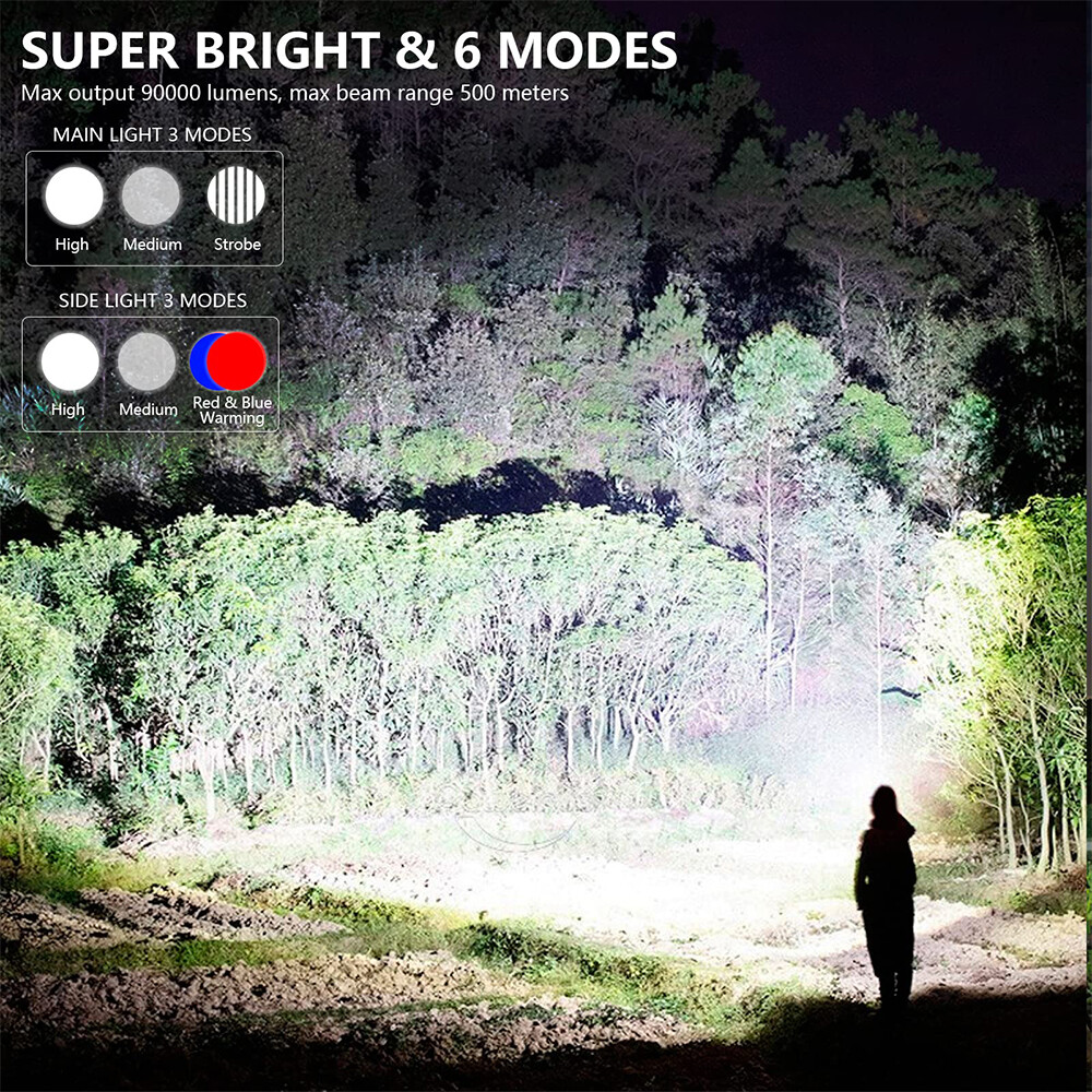 200000 lumen Rechargeable LED Searchlight Portable Handheld Spotlight Flashlight