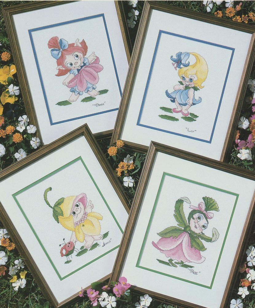 Color Charts Elf Flower Babies Counted Cross Stitch Pattern