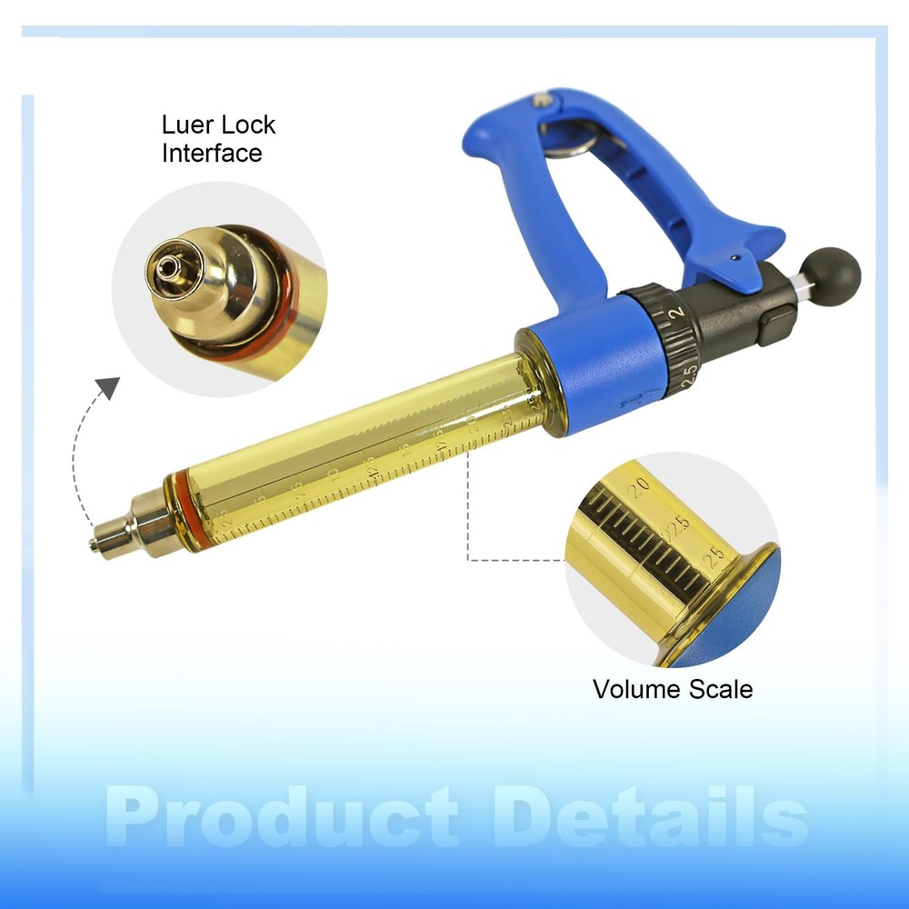 RANCH CHOICE 25ml Livestock Syringe with Colored Piston Knobs Adjustable Repeati