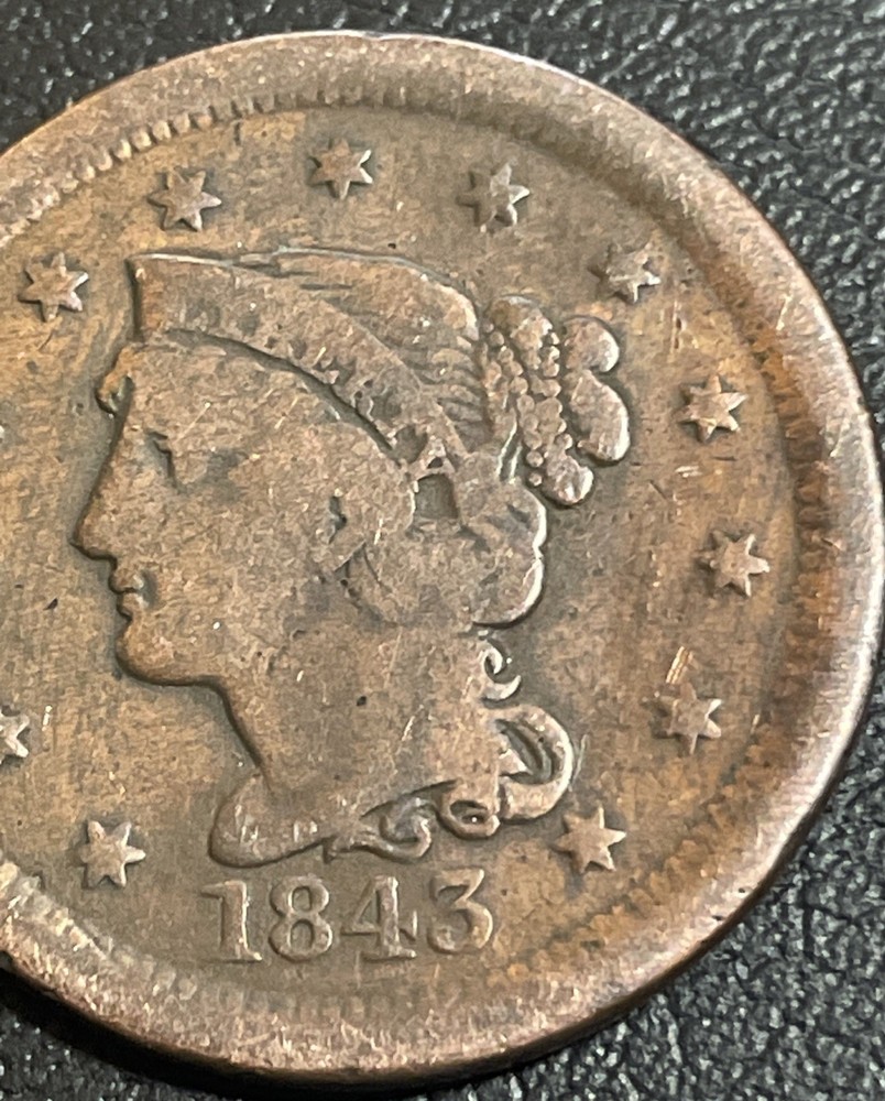 1843 Braided Hair Large Cent US