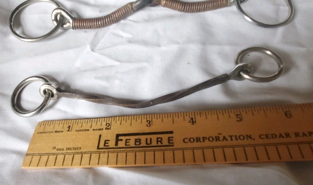 2 Horse Bits Long Copper Mouth Pieces Rings Snaffle Training Bits