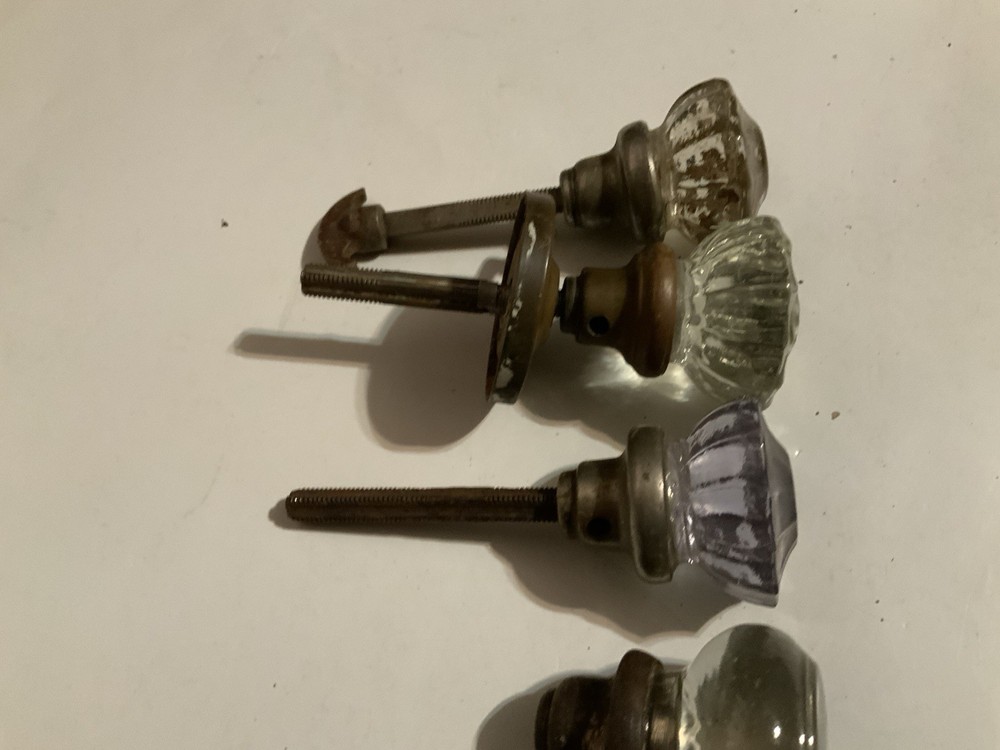 6 Different Clear Crystal Glass Door Knobs Old