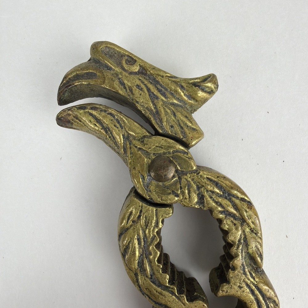Vintage Solid Brass Nutcracker Eagle Bird Head Ornate Figural Metal Decor 5.75"