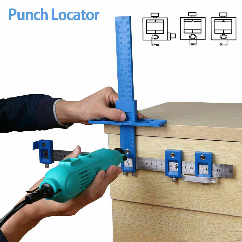 Cabinet Hardware Jig Adjustable Punch Locator Handle Template Tools Drill Guide