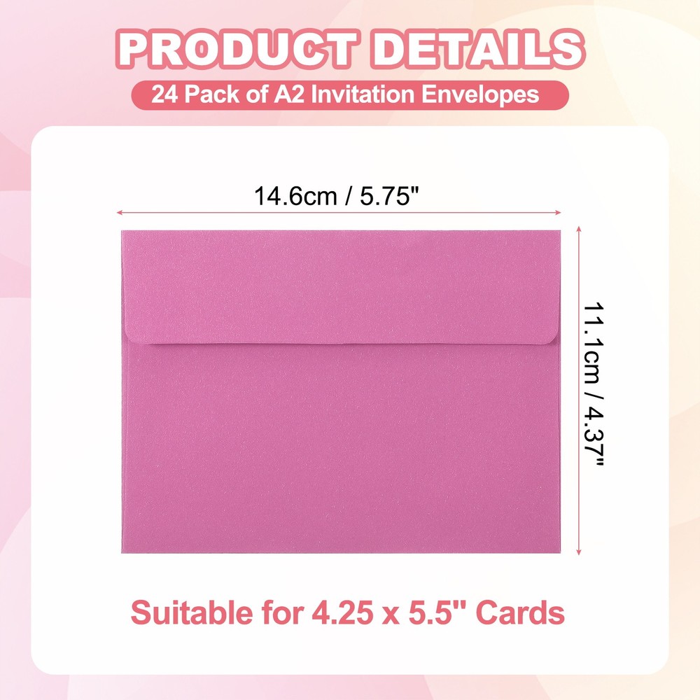 24Pack A2 Envelopes, Pink Invitation Envelopes4-3/8" x 5-3/4"