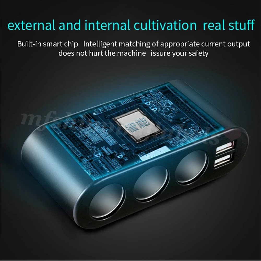 3 Way Car Cigarette Lighter Socket Splitter 12V Dual USB Power Adapter Charger
