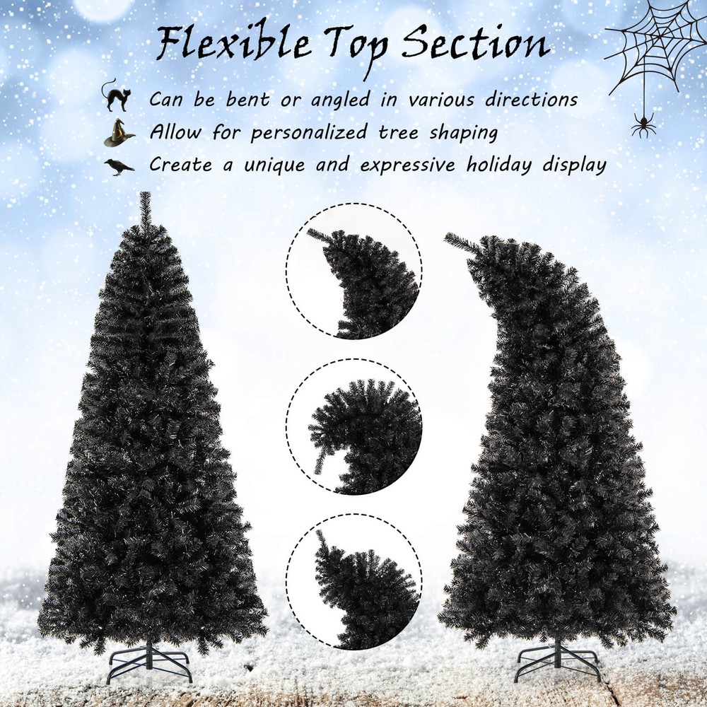 7FT Artificial Halloween Tree w/Bendable Top Section 1050 Branch Tips 340 Lights