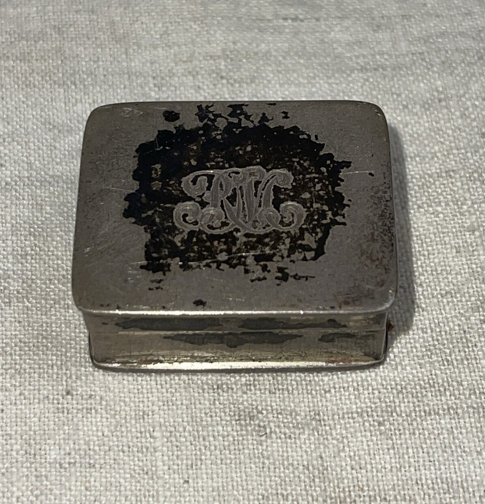 Vintage Volupte Sterling Monogrammed Pill Box