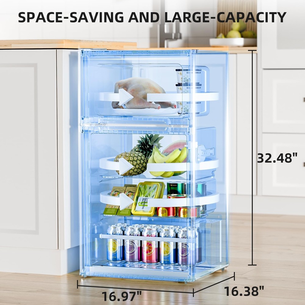 Mini Fridge with Freezer, Double Door Compact Refrigerator, Adjustable Thermo...