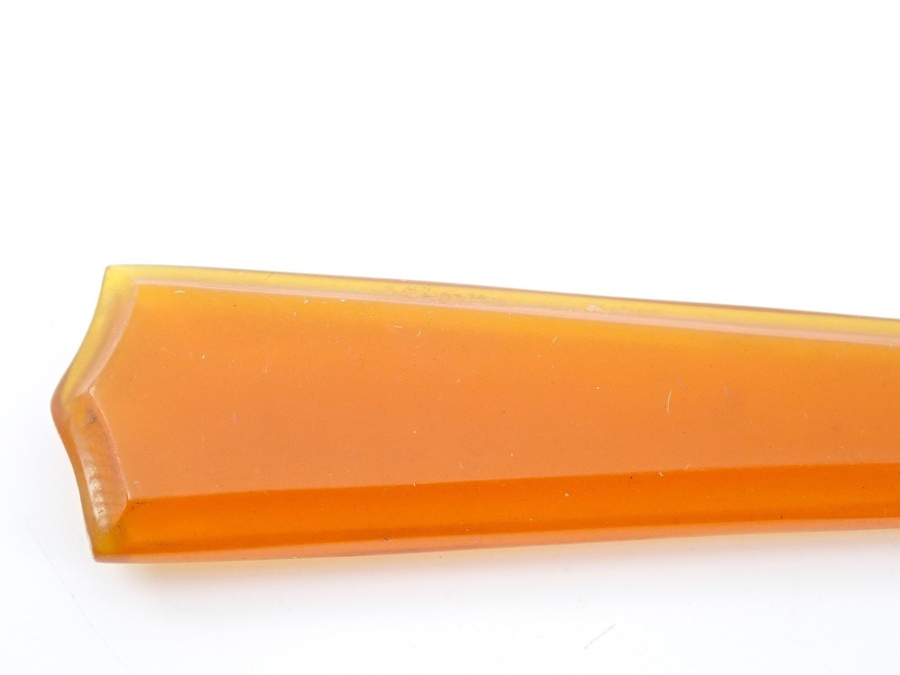 Vintage 1920s Celluloid Handle Buttonhook Amber & Cream Marbled Vanity Tool