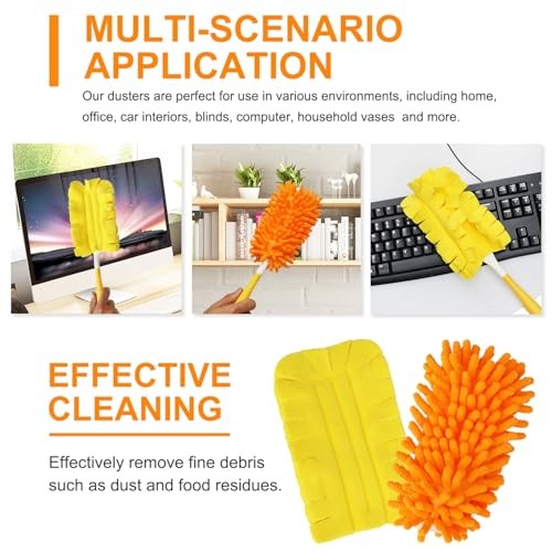 2 Pcs with 1 Handle Reusable Duster Refills, Washable Microfiber Dusters,