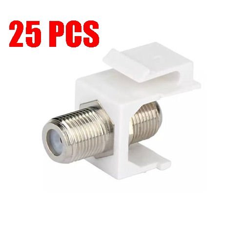 25x F-type Keystone Insert Module Feed-Thru Jack Coax Cable Wall Plate Connector
