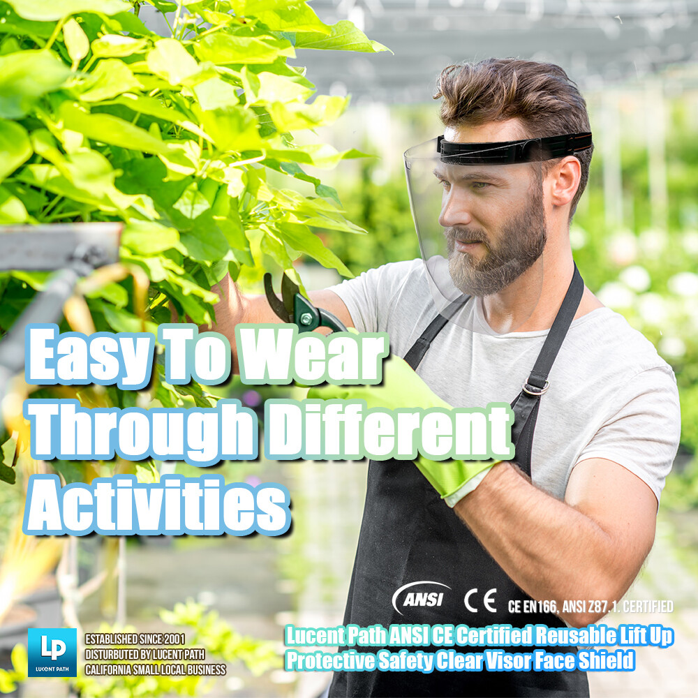 Lucent Path ANSI CE Clear Reusable Visor Face Shields With Adjustable Headband