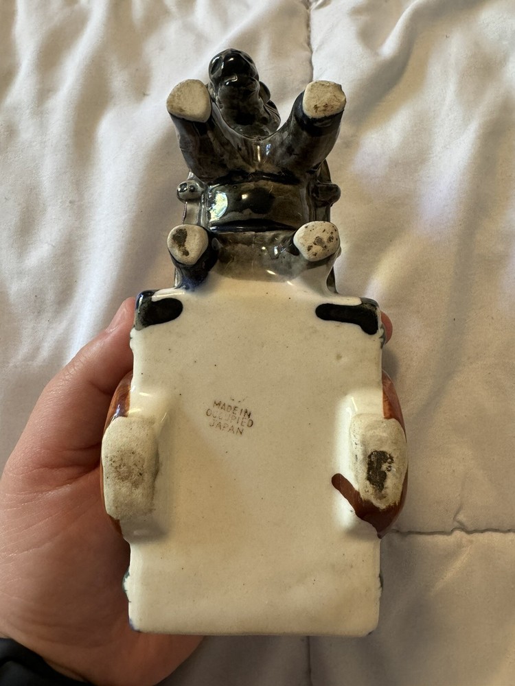Vintage Donkey Pulling Cart Porcelain Planter