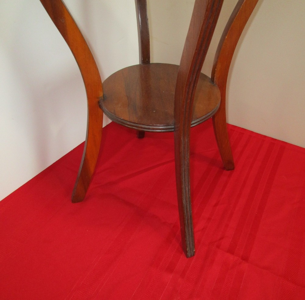 Mid Century Round Solid Wood / Glass End Table / Side Table