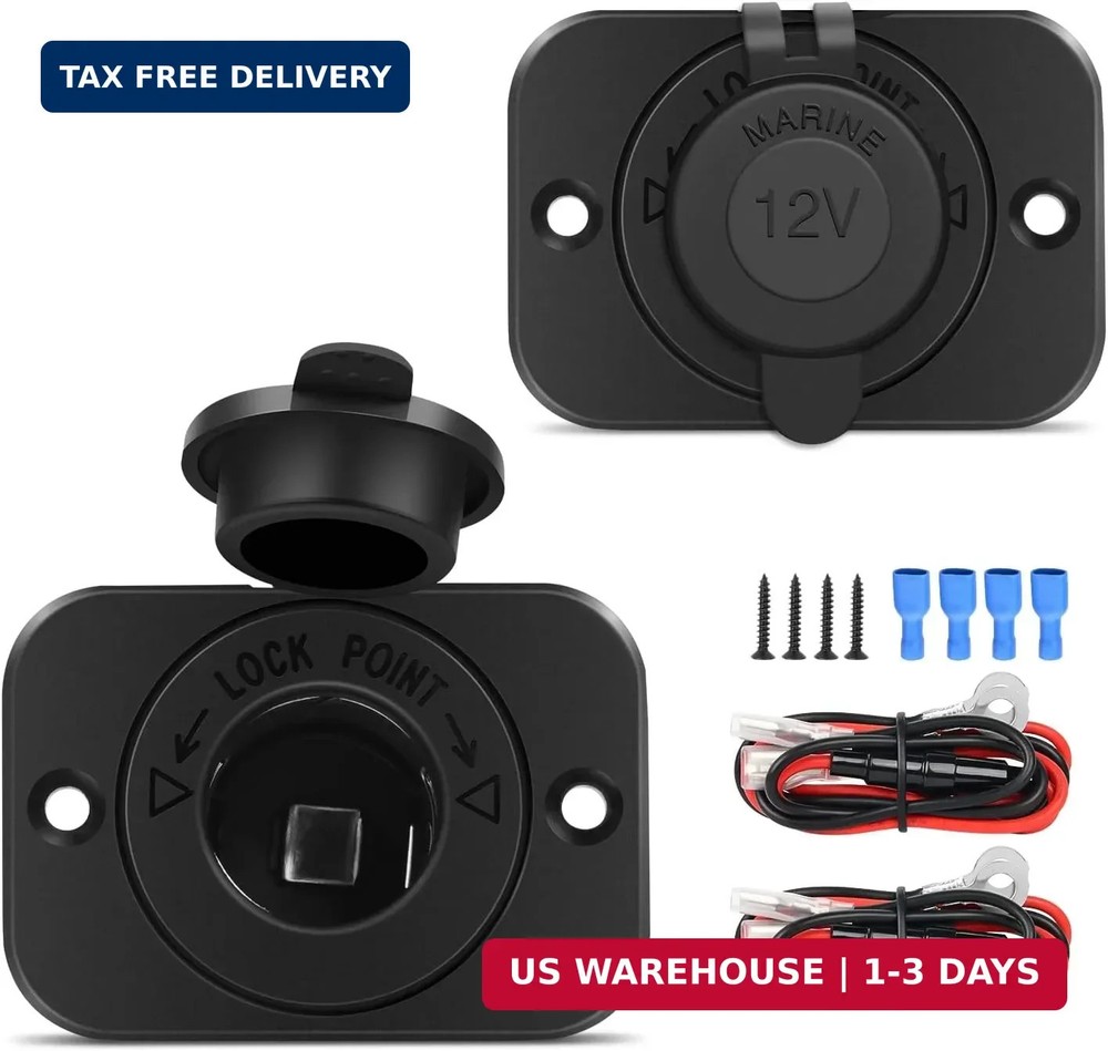 Nilight 2 Pack Car Cigarette Lighter Socket DC 12V Waterproof Power Outlet Adapt