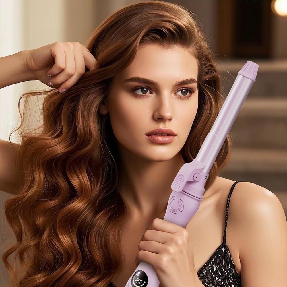 New Version Lanvier Rotating Curling Iron 1 Inch Automatic Curling Wand for Wave