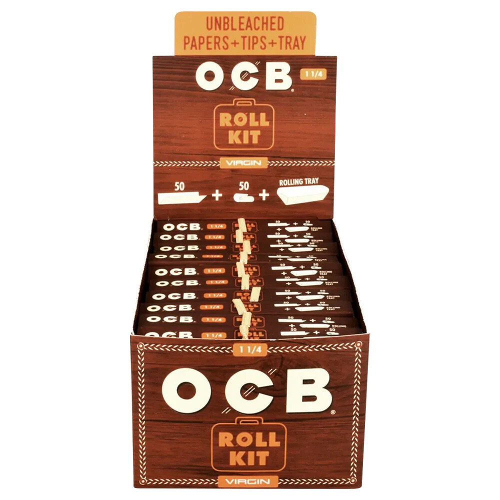 😎OCB UNBLEACHED ROLLING PAPERS + TIPS + TRAY✨1 ¼ SIZE✨20 ROLL KITS