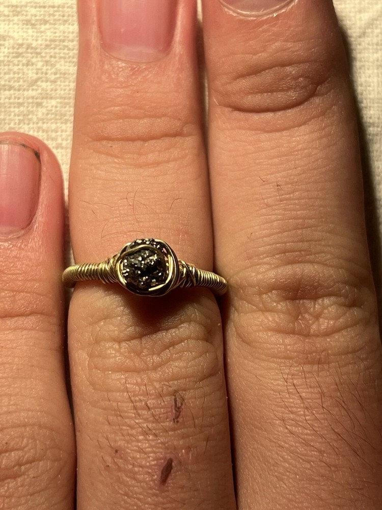 Handmade Pyrite And Gold Ring