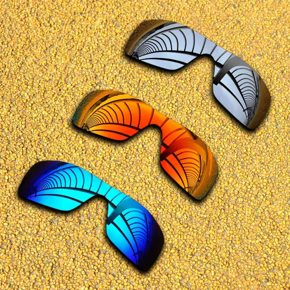 3 Sets Lenses Replacement for-Oakley Batwolf OO9101 Polarized-Silver&Blue&Red
