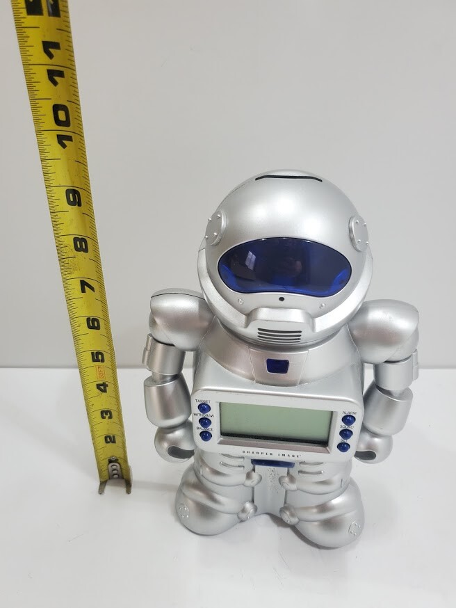 Robot 9" Alarm Clock Coin Bank Sharper Image, Powers On