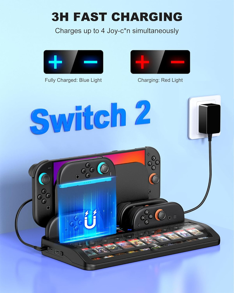 4-In-1 Switch 2 Organizer Base Holds Switch 2 Dock, Switch 2 Charging Dock for N