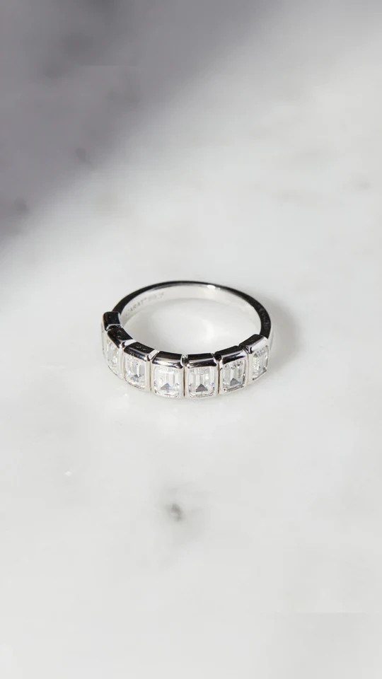 Emerald Cut 2.00 Ct Lab Grown Diamond Wedding Eternity Band Solid 950 Platinum