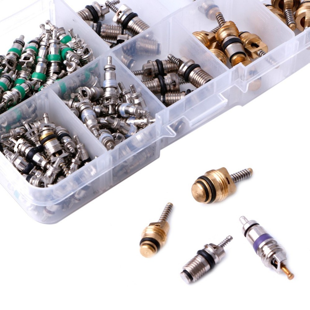 134PCS R134A A/C Air Conditioning Valve Core System Service Replacement W/Box