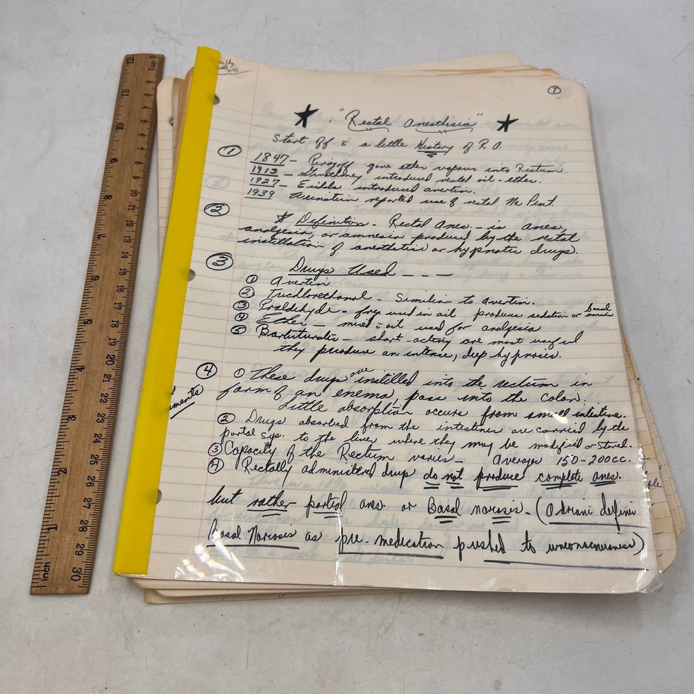 Vintage Medicine Science Note Term Papers School 1960s Class Handwritten Cursive