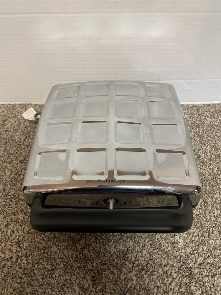 Rare Michael Graves Silver Chrome Waffle Maker – Bricks Pattern Model TSK-2926BW