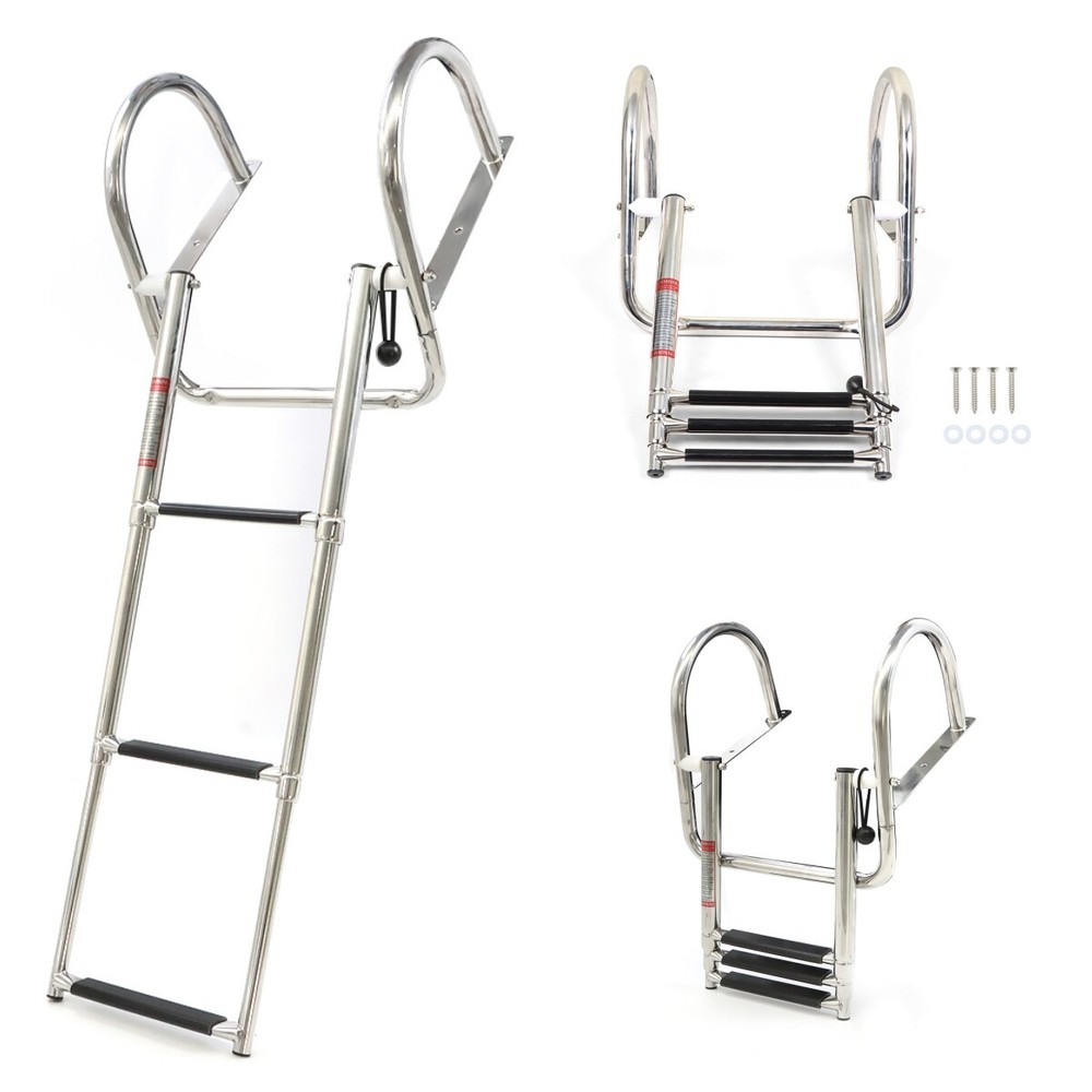 2 Step 3 Step 4 Step 5 Step Telescoping Foldable Boat Ladder with Hand Railing