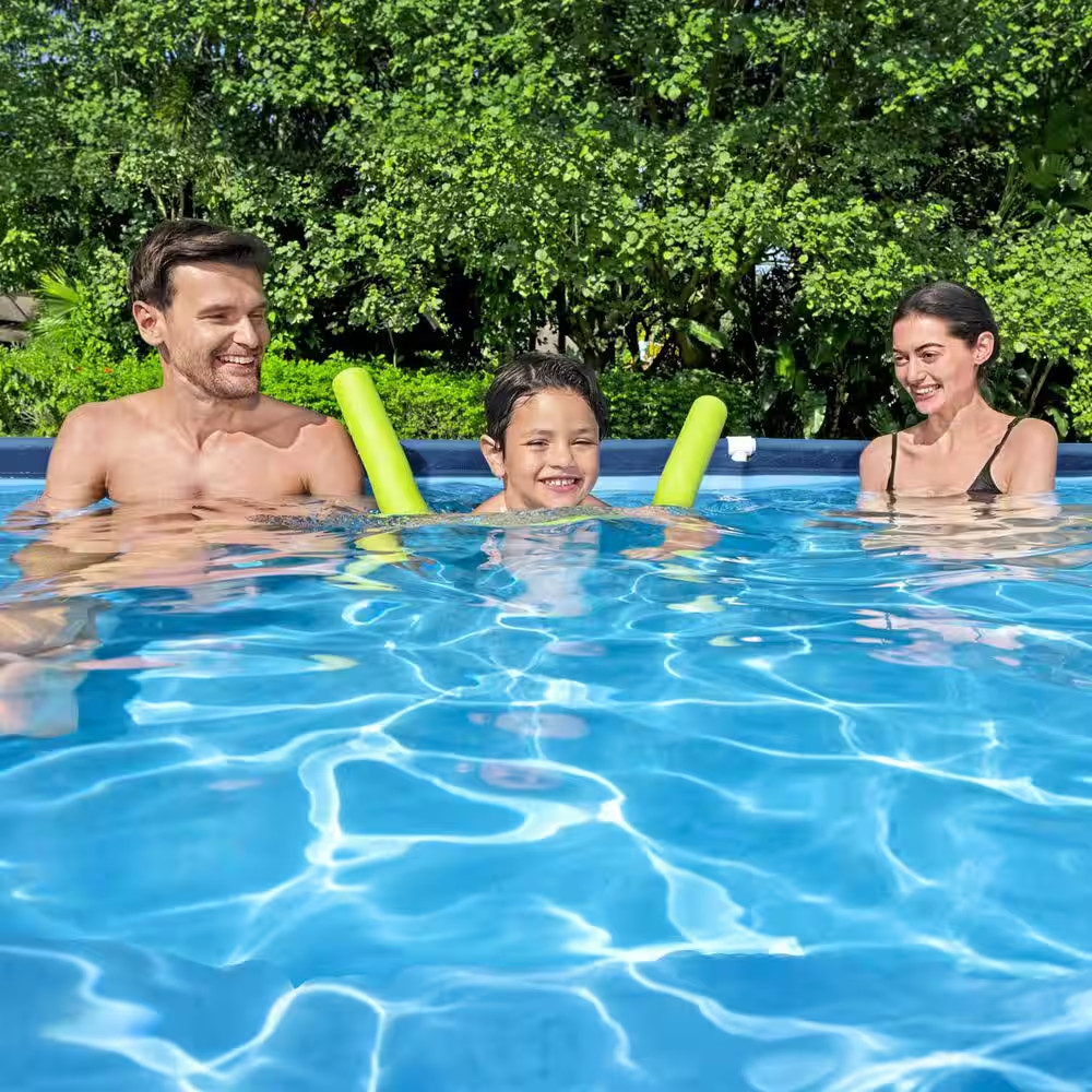 9.8x6.6 Ft Metal Frame Above Ground Pool Set 26" Deep Rectangular Backyard Fun
