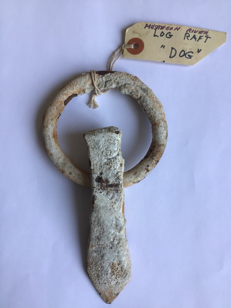 ANTIQUE LOGGING RAFT RING DOG LOGGING TOOL BLACKSMITH HAND-FORGED & SHAPED IRON