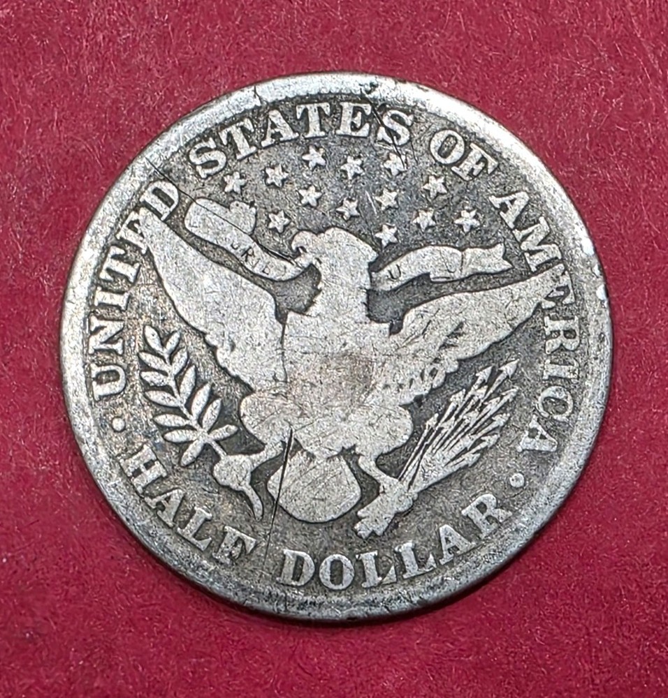 1898 Barber Half Dollar, Die Gouges On Reverse. G04 Condition