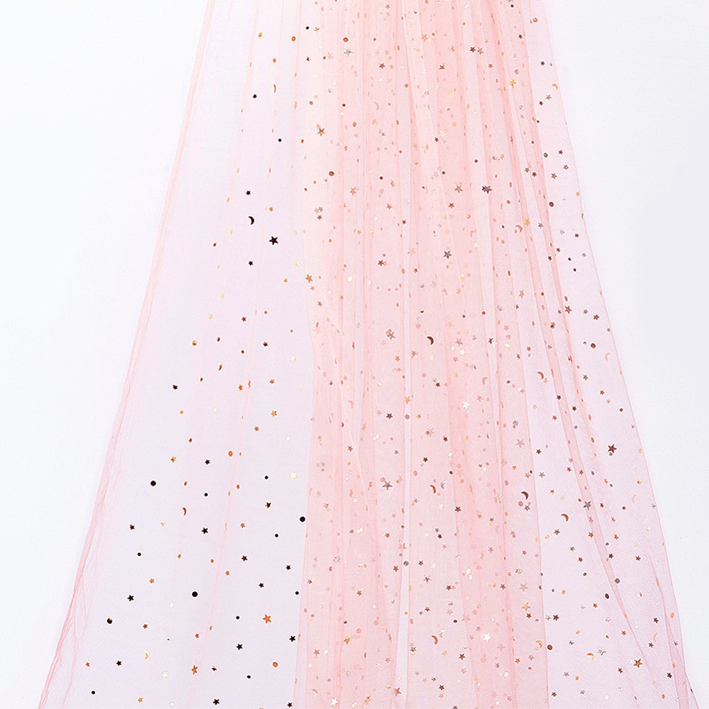 1sheet Star & Moon Pattern Polyester Mesh Fabrics for Costume Making Accessories