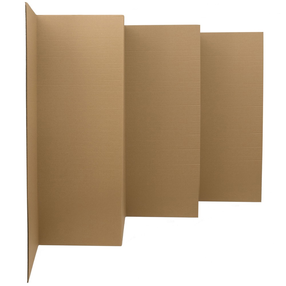 3 ft. Short Brown Temporary Cardboard Folding Screen - 6 Panels