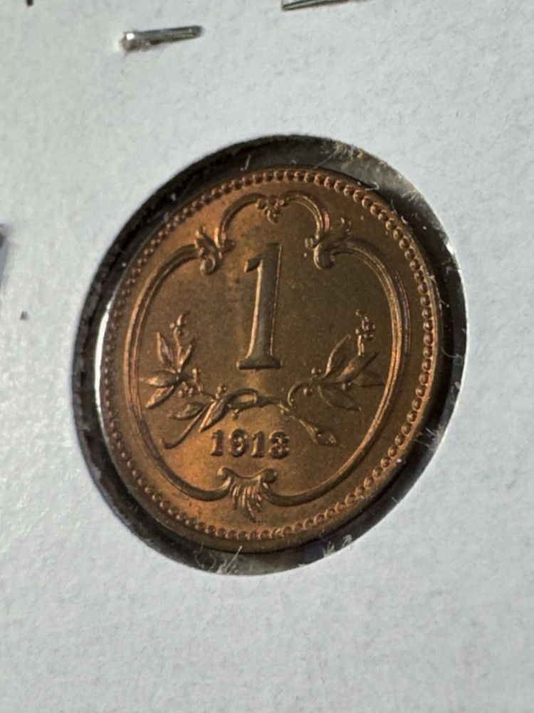 1913 Austria 1 Heller Coin